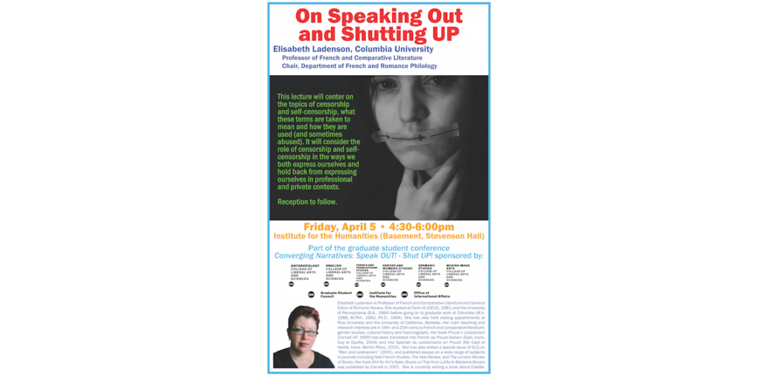 Elizabeth Ladenson talk “On Speaking Out and Shutting UP”